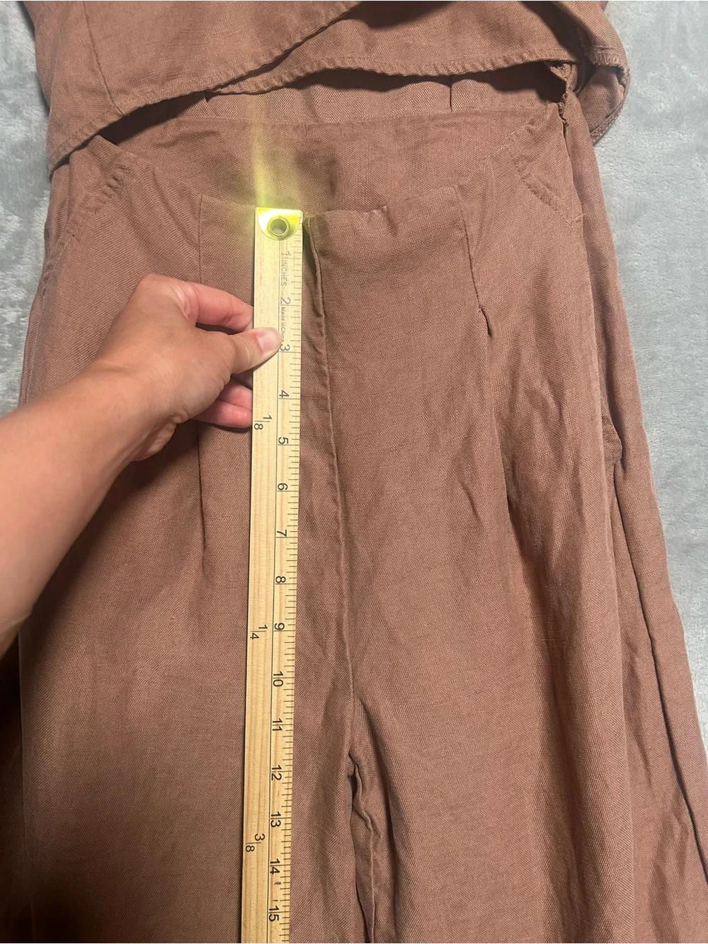 Wilfred Brax Jumpsuit Women’s 2 Linen Blend Tie Crossover Wrap Top Brown Pockets